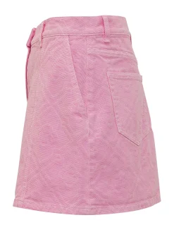 Mini Skirt with High Waist and Button