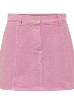 Mini Skirt with High Waist and Button