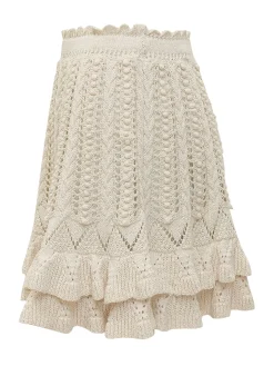 Nelle Knit Skirt with Ruffles and Openwork Pattern