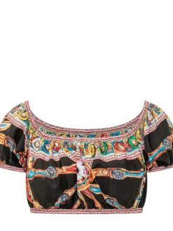 Ornamental Print Cropped Top