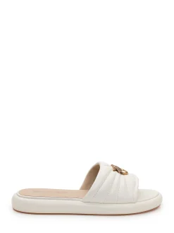 Padded Leather Sliders with Logo Detail