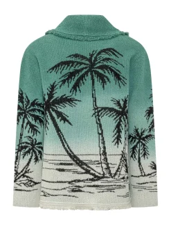 Palm Motif Knit Cardigan