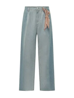 Pantaloni Dritti con Cintura Annodata