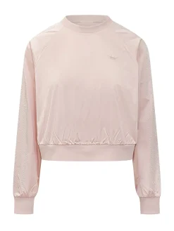 Pearl Crew Neck Sweatshirt with Logo and Sleeve Embellishments