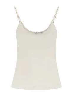 Pearl-Strap Sleeveless Top