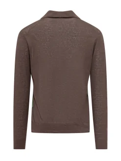 Polo Neck Sweater with Geometric Pattern
