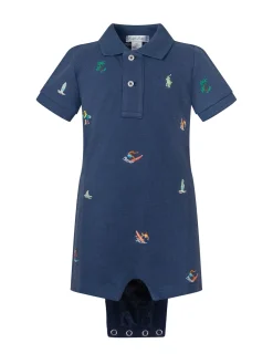 Polo Romper with Embroidery