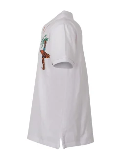 Polo Shirt with Collar and Bear Embroidery