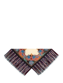 Printed Scarf with Long Fringe