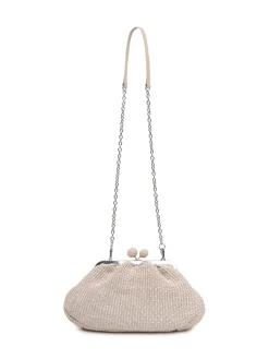 Raffia Bag with Handle and Clasp Closure