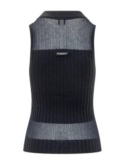 Ribbed Tank Top with Wavy Hem