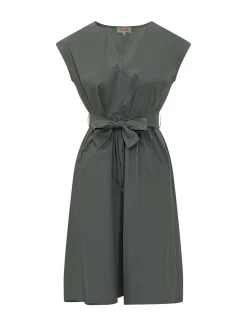 Short Poplin Dress with Belt