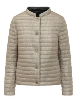 Short Quilted Puffer Jacket with Buttons
