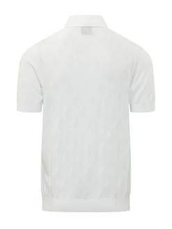 Short Sleeve Polo with Collar and Diamond Pattern