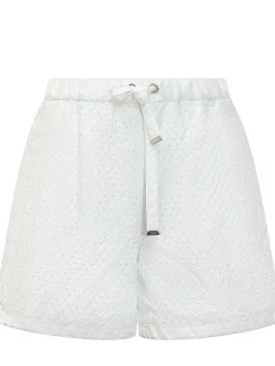 Shorts with Drawstring and Textured Pattern