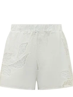 Shorts with Floral Embroidery