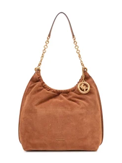 Shoulder Bag with Chain and Drawstring
