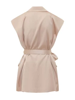 Sleeveless Blazer with Belt