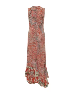 Sleeveless Long Dress with Ruffle Hem