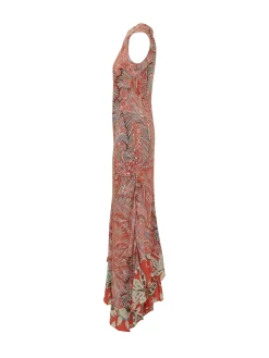 Sleeveless Long Dress with Ruffle Hem