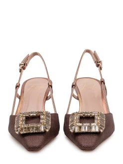 Slingback Pumps with Jewel Buckle