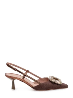Slingback Pumps with Jewel Buckle