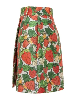 Strawberry Print Belted Mini Skirt