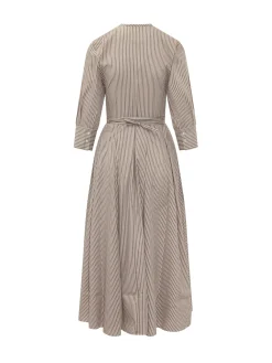 Striped Midi Dress with Belt