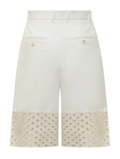 Tailored Bermuda Shorts with Broderie Anglaise Insert