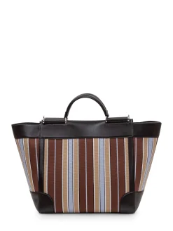 Top Handle Bag with Striped Pattern