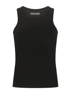 Top Senza Maniche con Scollo Tondo e Logo Ricamato