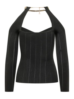 Tricot Top with Heart Neckline and Neck Detail