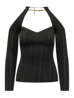 Tricot Top with Heart Neckline and Neck Detail