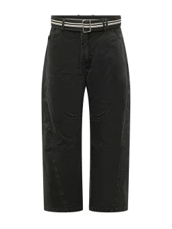 Trousers with Belt and Structured Seams