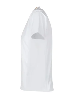 T-shirt with Front Logo and Shoulder Buttons