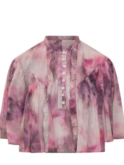 Veelia Collar Top with Front Ruffles