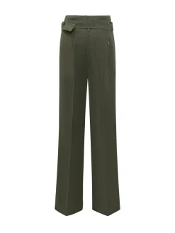 Wide Leg Belted Trousers