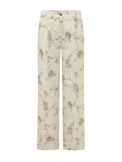 Wide Leg Floral Print Trousers