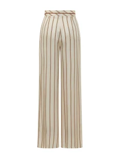 Wide leg striped trousers