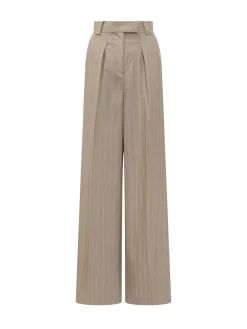 Wide leg striped trousers