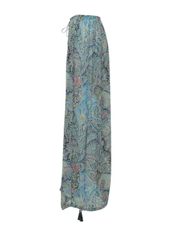Wide Trousers with Tassels and Drawstring