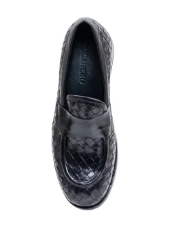 Woven Leather Loafers with Strap